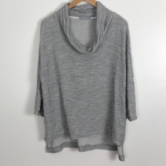 Olivia Moon cowl neck gray hi low sweater sz med - Picture 3 of 5